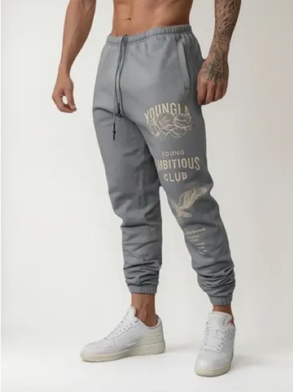 YOUNGLA THE IMMORTAL JOGGERS Grey Washed 30”Sz L Men’s 
(Jul A-2)